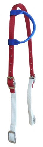 Showman Red, White, and Blue Nylon One Ear Headstall